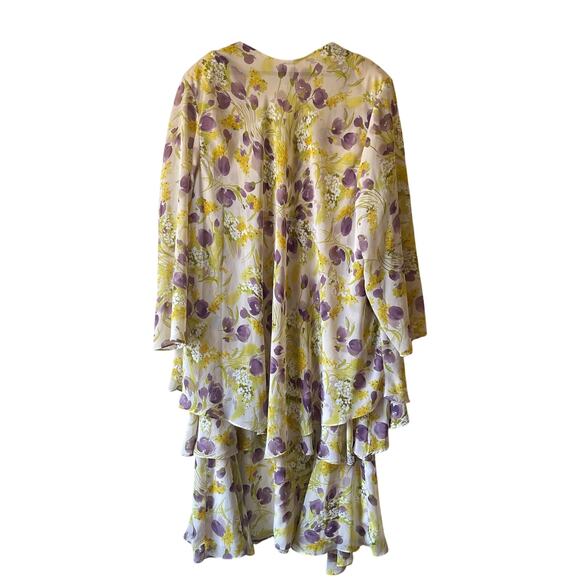 Vintage green‎ and purple floral 2 piece dress and jacket set size 3x - Picture 4 of 7